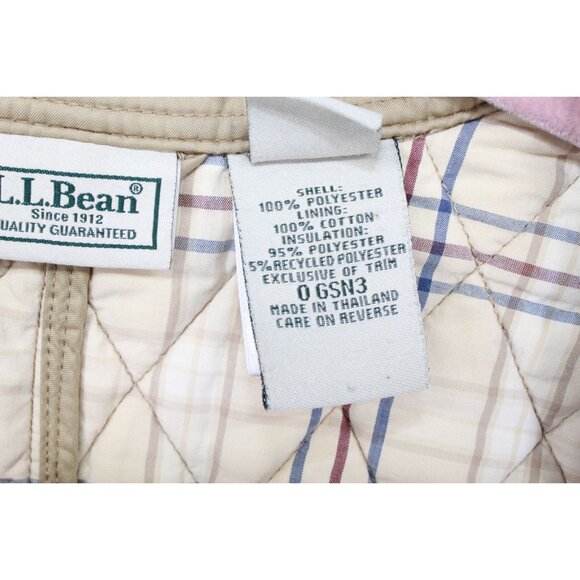 LL Bean Button Front Lined Insulated Quilted Jacket Tan Size L - Picture 8 of 10